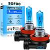 SOFOC H9 12V 65W Halogen Bulb 2000LM White Headlight High/Low Beam Light & Fog Light Replacement Single Filament PGJ19-5 2Pezzi