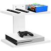 FURAOMEILI Scaffale Fluttuante per Proiettore e TV da Montare a Parete, Scaffale Fluttuante in Legno da Installare Sotto la TV, Compatibile con Proiettore, PS5, Lettore DVD, 2 Livello (Bianco)