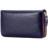 AprinCtempsD Portafoglio Lungo in Vera Pelle Pochette Grande Capacità Porta carte di credito Elegante con Cerniera per Donna (Blu)