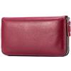 AprinCtempsD Portafoglio Lungo in Vera Pelle Pochette Grande Capacità Porta carte di credito Elegante con Cerniera per Donna (Rosso scuro)