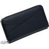 AprinCtempsD Protezione RFID Portafoglio Lungo in Vera Pelle Pochette Piccolo Portamonete Grande Capacità Porta carte di credito con Cerniera per Donna (Nero)