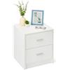 Amazon Basics, Comodino, Comodino a 2 Cassetti, Mobile per Camera da Letto, Bianco, 47cm x 40cm x 36cm