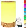 LURICO Diffusore di aromi con luce LED a 7 colori, umidificatore con struttura in legno da 150 ml, per oli essenziali, senza acqua, spegnimento automatico, per camera da letto, ufficio, yoga, spa
