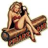 WADORN Cartello In Metallo con Scritta Vintage Cigars Pin Up Lady, Targa In Latta Da 28.7x28cm, Divertente, Retrò, per Negozio di Sigari, Bar, Club, Casa, Bar Dei Sigari, Donne Sexy con Sigari