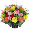 Memobloom Fiori artificiali per tomba: rose gialle, arancioni, rosse, rosa, vasi da fiori per tombe ornamentali primaverili, decorazioni per esterni, bouquet di crisantemi funebri commemorativi per