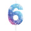 mciskin Candele a tema Frozen, decorazioni per 6° compleanno per ragazze e ragazzi, candela blu con fiocco di neve numero 6 per torta, candela a forma di fiocco di neve, decorazioni per feste di compleanno