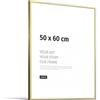 JUNOMI® Cornice portafoto 50 x 60 cm, alluminio oro lucido elegante - profilo slim, vetro acrilico antiurto, appendiatura orizzontale e verticale
