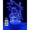 famvacor Luce notturna per bambini illusione ottica 3D lampada da comodino decorativa dragon ball telecomando super regalo per bambini (Son Goku Child)