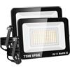 PICAA Lampada da Esterno LED 75W IP66 7500lm, Luce da Parete Sicurezza 3000K Bianco Caldo, per Giardino Cortile Garage Patio Magazzino con Spina UE (2 pz)