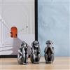 Jumyee 3 statue di scimmie sagge, non sentono il male, non vedono il male, non parlano del male, decorazioni per la casa e l'ufficio, statuette della giungla (argento)