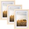 Joyshare Cornice A4 portafoto con passepartout in legno MDF, colore naturale moderno,con vetro acrilico,cornice per ritratti,cornice intercambiabile (Classico, Legno, A4: 21 x 29.7 cm (Set di 3))