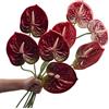 Corkwaw 8 fiori artificiali di Anthurium da 60 cm, veri al tatto, per centrotavola, composizioni floreali e decorazioni per matrimoni (rosso scuro)