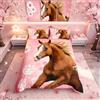 Homemissing Trapunta per cavallo da ragazza, taglia unica, al galoppo, set di biancheria da letto, motivo animali safari, colore rosa tarassaco