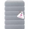 CASA COPENHAGEN Wave Textured - Set di 6 asciugamani da bagno piccoli - Grigio Viola, 550 g/m², asciugamani in cotone con una consistenza ruvida e resistente, set regalo per il bagno