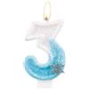 mciskin Candele di compleanno congelate, candela glitterata per 3° compleanno, candele numero 3 per torta, candele per torta congelate blu bianche per ragazze, decorazioni di compleanno a tema congelato