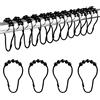 LIHAO Set di 12 Anelli in Acciaio Inox per Tenda Doccia con Sistema di Scorrimento, 12 Ganci Singoli - Nero