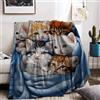KAIDAARTLH Motivo Gatto Coperta 130x150cm, Coperta da Divano con Gatt, Grazioso Motivo Animale Coperta, Copridivano da Divano da Viaggio (Gatto-2, 130x150cm)