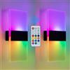 KwatTsz 2 luci da parete RGB con telecomando, 12 luci da parete a LED che cambiano colore, lampada da parete magnetica, moderna lampada da parete per interni, camera da letto, soggiorno, scale, camera