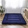 MAXYOYO Materasso futon, materasso da pavimento giapponese imbottito, trapuntato, extra spesso, pieghevole, traspirante, letto per gli ospiti, letto da campeggio (blu navy, matrimoniale)