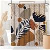 Uiiooazy Tenda Doccia Antimuffa, Tenda da Doccia 180x240cm Grigio Boho Chic Arancia Astratta Foglie Blu Navy Tende da Bagno Tessuto Lavabile Impermeabile Tende per Vasca da Bagno con 12 Anelli