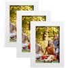 Hisdricus Set di 3 Cornici 10x15 cm - Cornice Bianche - Portafoto in Legno da Appendere & Appoggiare - Cornice Foto per Foto, Immagini, Poster & Disegni per Bambini