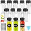 ZMDMAH 12 Pcs Bottigliette di Vetro Piccole, 60 ml Mini Bottiglie Plastica Riutilizzabili Trasparenti con Imbuto Pennello ed Etichette, Bottiglie di Succo per Succo Frigo Latte Acqua Shots