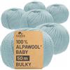 HANSA-FARM 100% lana di baby alpaca, spessa 300 g (6 gomitoli da 50 g), non provoca prurito, morbido filato alpaca per lavoro a maglia e uncinetto, in 6 titoli, alpaca, CF243 Ice Blue (plain), Bulky - 50m per 50g