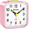 Zonopy Sveglia analogica silenziosa con luce notturna, funzionamento a batteria, allarme forte, snooze, schermo luminoso, design portatile, per il rientro a scuola