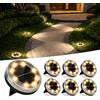 Jsdoin 6 Pezzi Luci Solari da Giardino, 8 LED luci solari da pavimento impermeabili per esterni in acciaio inox, per vialetti, terrazze, esterni, prato, vialetto