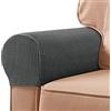 qifeiza per divano, copribraccioli elasticizzati, antiscivolo, in spandex e poliestere, copribraccioli per proteggere i mobili, set da 2 (Grigio scuro)