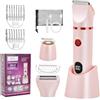 Focenat 3 in 1 Rasoio Elettrico Donna, Rasoio Parti Intime Donne Ricaricabile con 3 Testine di Taglio Rimovibili, Epilatore Elettrico Donna Bikini, IPX7 Impermeabile Intimate Shaver, Electric Lady Shaver