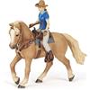 Papo - Statuetta Cavallo e Cavaliere Western Realistica - 3 Anni + - Collezione Mondo Equestre - Gioco Creativo Avventura Far West - Idea Regalo Giocattolo Bambina Bambino