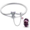 HappyStar Bracciale Donna Argento 925, Bracciali Bead Charm Da Donna,Braccialetto in Argento Sterling con chiusura Regali per donne.