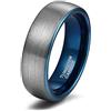 Titaniumcentral 6mm 8mm Anello in tungsteno da uomo donna con nero e blu anelli di fidanzamento (Blu-6mm,60 (19.1))