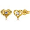 LillyMarie Orecchini A Cuore In Oro 8 Carati Con Cristallo Brillante