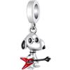 Genérico Charm Snoopy che suona la chitarra in argento sterling 925, compatibile con ciondoli Pandora e molti altri braccialetti con ciondoli.
