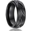 SOXEMAN Anello Nuziale Uomo in Tungsteno, Larghezza 8mm con Motivo Chevron, Finitura Satinata Industriale (Misura USA) | Tungsteno Nero | Misura USA 7 (54,3 mm)