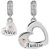 MiniJewelry Ciondolo a forma di cuore divisibile in due pezzi, compatibile con braccialetti Pandora, per migliori amici, madre, figlio, sorelle, nipote, zia, moglie, marito, Misura unica, Rame