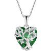 FJ Collana Albero della Vita Argento Sterling 925 Ciondolo Cuore Collana Smeraldo Gioielli Pietre Portafortuna Maggio per Donna