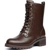 DREAM PAIRS Stivali da Stringati a metà Polpaccio da Donna Scarpe Autunno Inverno Comodi Stivali da Combattimento alla Moda con Cerniera da Donna,Size 36,Marrone,DMB214-E