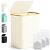 Ribelli Cesto portabiancheria grande da 141 litri, pieghevole, 3 scomparti con coperchio e sacchetto rimovibile, per lavanderia, bagno, camera da letto, crema