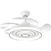 DRW Lampada Ventilatore da soffitto Bianco di Design con Pale retrattili 3 Colori di luci e Telecomando Ø107x34-49 cm Lampada:ø50 cm