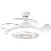 DRW Lampada Ventilatore da soffitto Bianco di Design con Pale retrattili 3 Colori di luci e Telecomando Ø107x33-48 cm Lampada:ø50 cm