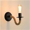 Comely - Applique da parete interna vintage, attacco E27. Lampada da parete in Corda di Canapa, regolabile 180°, adatto ad ogni ambiente come corridoio, attico o camera da letto.