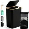 Ribelli Cesto portabiancheria pieghevole da 85 litri, con coperchio e sacco rimovibile, per lavanderia, bagno, camera da letto, colore nero