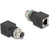 DELOCK M12 Adapter A-kodiert 8 Pin Buchse zu RJ45 Bu gerade