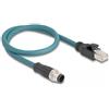 DELOCK M12 Adapterkabel A-kodiert 8 Pin ST zu RJ45,ST 50 cm