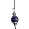 Pandiui23 Pendolo di cristallo, pendolo di cristallo sferico vintage per radiestesia, pendolo Chakra Reiki Divinazione Meditazione Wicca, penduli divinazione professionale (Ametista)
