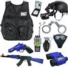 RedCrab Costume Polizia Bambino,Poliziotto Bambino Gear Gilet Cappello Giocattoli Manette Badge Cintura per Halloween Costume da Poliziotto,12 Pezzi