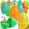 JOYIN 12 uova di Pasqua Jumbo da 17,8 cm, in plastica brillante, tinta unita, 6 colori assortiti, stampate uova vuote per riempire dolcetti, bomboniere, caccia, cestini, riempitivi, premi in classe